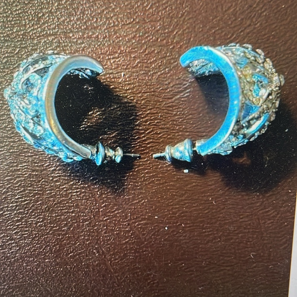 Vtg Kenneth Jay Lane Dome Hoop Earring Post Rhine… - image 3